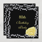 エレガントバラ&ダイヤモンド80誕生日 招待状 (正面/裏面)