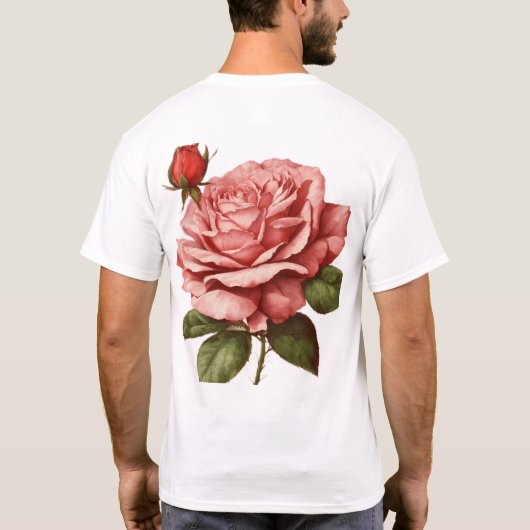 「エレガントバラ&バド・ブロッサム – 時代を超越したヴィンテージ Tシャツ (裏面)