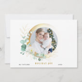 エレガントバラ、ユーカリ、ラウンド金ゴールド写真 シーズンカード (正面)