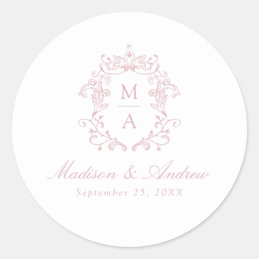エレガントバラChinoiserieクレストモノグラム結婚ズ ラウンドシール (正面)