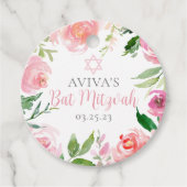 エレガントバルミツワーピパーソナライズされたンクフローラパーティー フェイバータグ (正面)