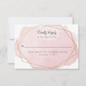 エレガントバルミツワーピンク水彩返信カード (正面)