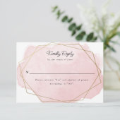 エレガントバルミツワーピンク水彩返信カード (スタンド正面)