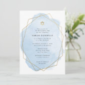 エレガントバルミツワー、ブルーウォーター色金ゴールド枠 招待状 (スタンド正面)