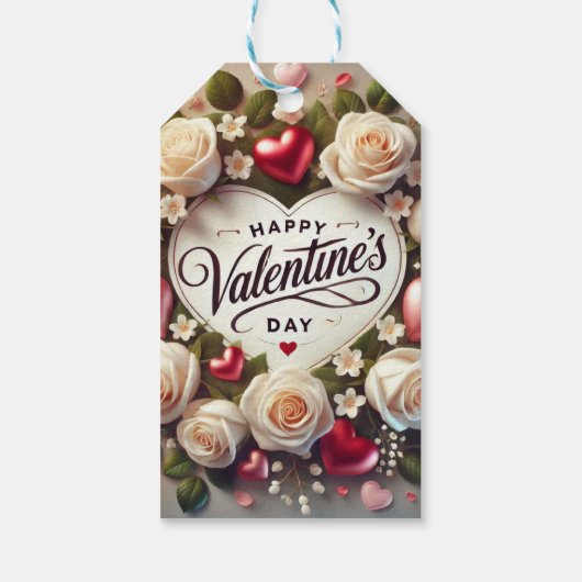 エレガントバレンタインデーデザインとバラ ギフトタグ (裏面)