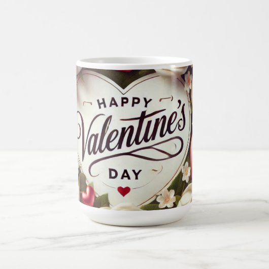 エレガントバレンタインデーデザインとバラ コーヒーマグカップ (中央)