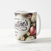 エレガントバレンタインデーデザインとバラ コーヒーマグカップ (正面右)