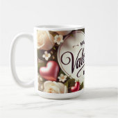 エレガントバレンタインデーデザインとバラ コーヒーマグカップ (左)