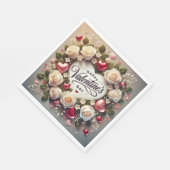 エレガントバレンタインデーデザインとバラ スタンダードランチョンナプキン (角)