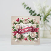 エレガントバレンタインデーデザインとバラ、ハート シーズンカード (スタンド正面)