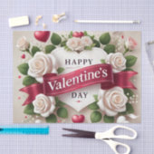 エレガントバレンタインデーデザインとバラ、ハート 薄葉紙 (クラフト)