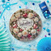 エレガントバレンタインデーデザインとバラ ペーパープレート (パーティー)