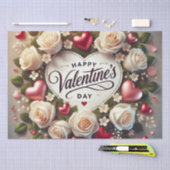 エレガントバレンタインデーデザインとバラ 薄葉紙 (クラフト)