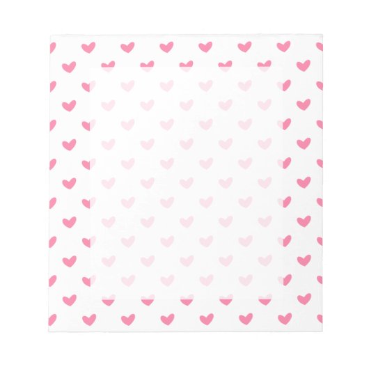 エレガントバレンタインピンク白の小さなハートパターン ノートパッド (正面)