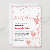 エレガントバレンタインピンク&赤いハートブライダルシャワー 招待状 (正面)