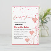 エレガントバレンタインピンク&赤いハートブライダルシャワー 招待状 (スタンド正面)