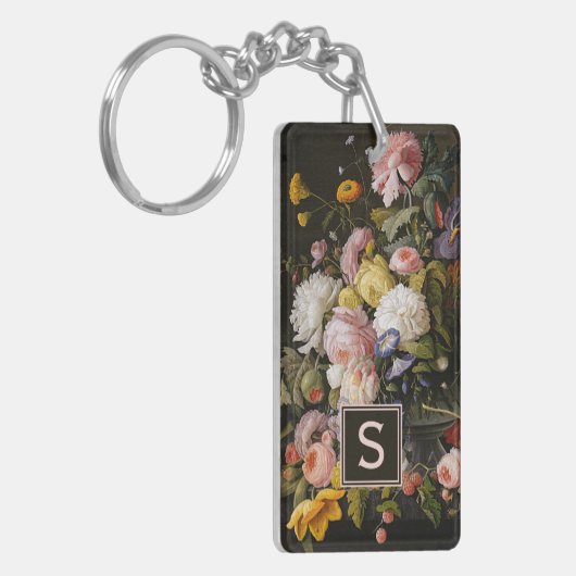 エレガントバロックの花はまだライフ絵画アート キーホルダー (正面左)