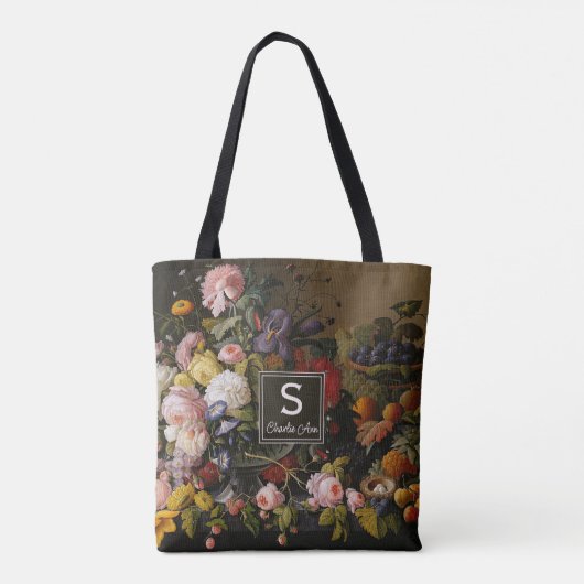 エレガントバロックの花はまだライフ絵画アート トートバッグ (裏面)