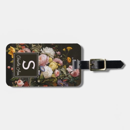 エレガントバロックの花はまだライフ絵画アート ラゲッジタグ (正面横)