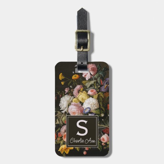 エレガントバロックの花はまだライフ絵画アート ラゲッジタグ (正面縦)