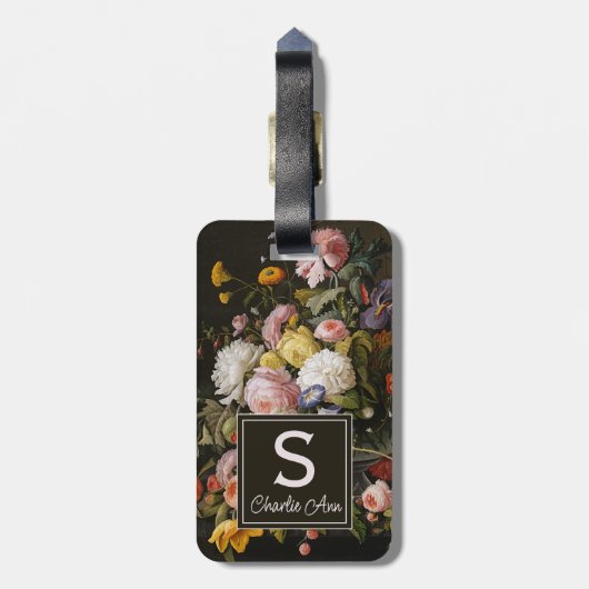 エレガントバロックの花はまだライフ絵画アート ラゲッジタグ (裏面縦)