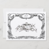 エレガントバロックロココバラ縁どフローラ結婚s 招待状 (裏面)