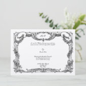 エレガントバロックロココバラ縁どフローラ結婚s 招待状 (スタンド正面)