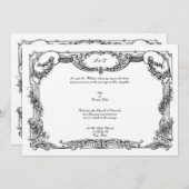 エレガントバロックロココバラ縁どフローラ結婚s 招待状 (正面/裏面)