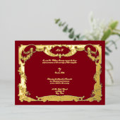 エレガントバロックロココバラ縁どフローラ結婚s 箔招待状 (立ち正面)