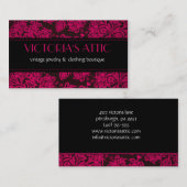 エレガントバロックFushia & Blackプロファイルカード 名刺 (正面/裏面)
