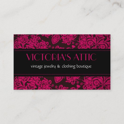 エレガントバロックFushia & Blackプロファイルカード 名刺 (正面)