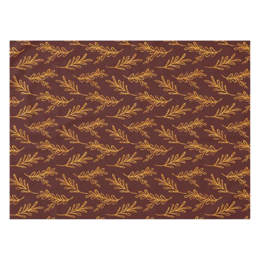 エレガントバーガンディと金ゴールドフローラのスプリングテーブルクロス テーブルクロス (正面(横))
