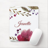 エレガントバーガンディ水の色の花モノグラムの マウスパッド (マウス)