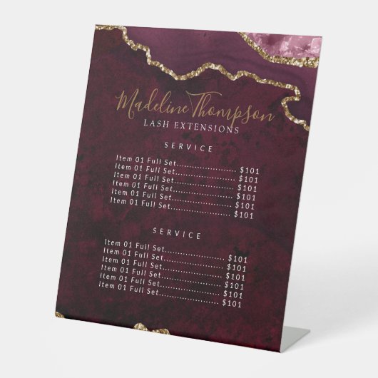 エレガントバーガンディAgate Geode大理石サービス価格 台座サイン (正面)