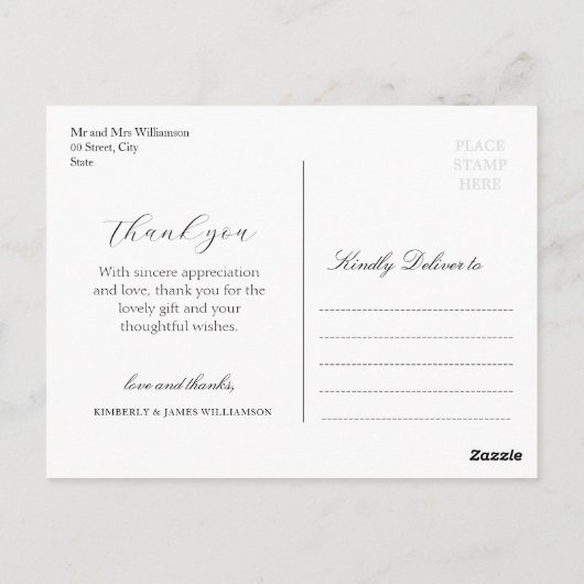 エレガントバーグンディと赤面の花結婚のあなた感謝していのための ポストカード (裏面)