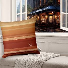 エレガントバーグンディストライプのクリーム枕 クッション