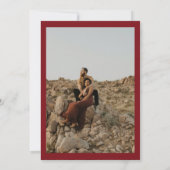 エレガントバーグンディフローラ金ゴールド結婚写真台本 招待状 (裏面)