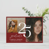 エレガントバーグンディ卒業クラス2025パーティー 招待状 (スタンド正面)