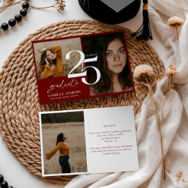 エレガントバーグンディ卒業クラス2025パーティー 招待状