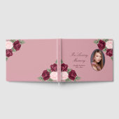 エレガントバーグンディ赤ピンクフローラ葬儀写真 ゲストブック (全面)