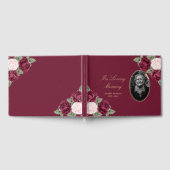 エレガントバーグンディ赤ピンクフローラ葬儀写真 ゲストブック (全面)