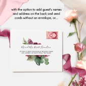 エレガントバーグンディ赤面結婚の穴あきRSVP付き オールインワン招待状