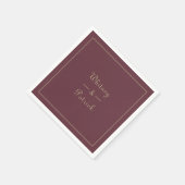 エレガントバーグンディ金ゴールドの結婚スクリプトのミニマリスト スタンダードカクテルナプキン (角)