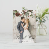 エレガントバーグンディ・ピンク・ローズ・フローラ2写真結婚の写真 サンキューカード (スタンド正面)
