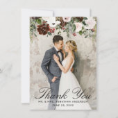 エレガントバーグンディ・ピンク・ローズ・フローラ2写真結婚の写真 サンキューカード (正面)