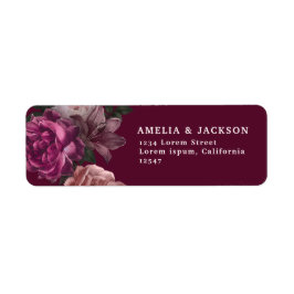 エレガントバーグンディDark Moodyフローラ結婚ズ ラベル