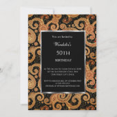 エレガントバースデモダンィーティペイズリー招待状 招待状 (正面)