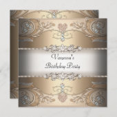 エレガントバースデーパーティセピアコーヒーベージュ 招待状 (正面/裏面)