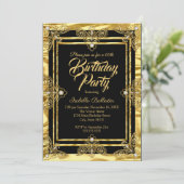 エレガントバースデーパーティーゴールデンブラック金ゴールド宝石 招待状 (スタンド正面)