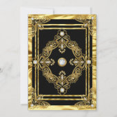 エレガントバースデーパーティーゴールデンブラック金ゴールド宝石 招待状 (裏面)